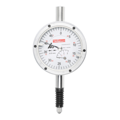 KÄFER Präzisions-Kleinmessuhr IP67öl- und wasserdicht, stoßgeschützt, Messbereich / Gehäuse-Ø: 3/40 mm