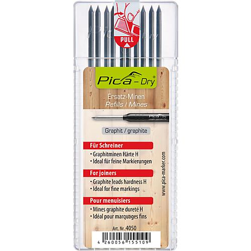 Minen-Set Pica-Dry 4050, für Schreiner, Graphit, Spezialhärte H, H 125 x Ø 2,8 mm, 10 Stück