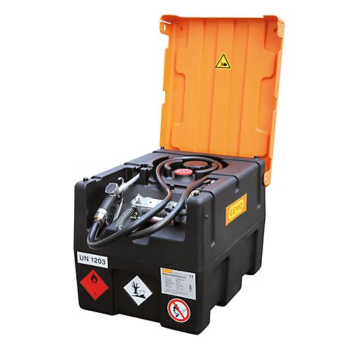 Mobile Tankstelle CEMO KS-Mobil EASY, mit Handpumpe und Klappdeckel, 190 l Benzintank, Polyethylen, ATEX, B 800 x T 600 x H 610 mm