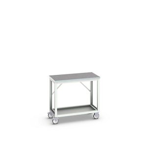 Mobile Werkbank Bott verso, Linoleum-Platte, 1 Ablageboden, mit Querstrebenset, B 1000 x T 600 x H 930 mm, RAL 7035 Lichtgrau