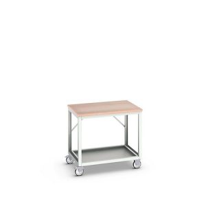 Mobile Werkbank Bott verso, Multiplex-Platte, 1 Ablageboden, mit Querstrebenset, B 1000 x T 800 x H 930 mm, RAL 7035 Lichtgrau