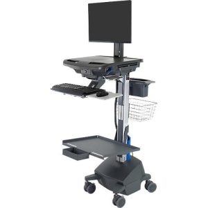 Mobiler Arbeitsplatz Ergotron StyleView® SV42-8302-2, Monitorgelenk für 1 Display bis 24′, Arbeitsfläche, Tastatur-/Mausablage, integrierte Stromversorgung