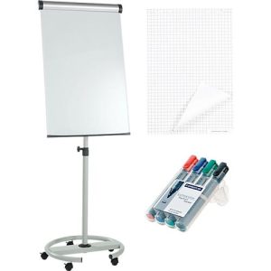 Mobiles Flipchart MAUL solid plus, Hochformat, höhenverstellbar, magnethaftend, 2 Papierhalter, B 660 x H 970 mm + 5 Blöcke à 20 Blatt & 4 Marker Mobiles Flipchart MAUL solid plus, Hochformat, höhenverstellbar, magnethaftend, 2 Papierhalter, B 660 x H 970 mm + 5 Blöcke à 20 Blatt & 4 Marker