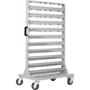 Mobiles Kleinteilemagazin, 2-seitig bestückbar, ohne Sichtlagerkästen, B 825 x T 550 x H 1450 mm, Stahl, grau Mobiles Kleinteilemagazin, 2-seitig bestückbar, ohne Sichtlagerkästen, B 825 x T 550 x H 1450 mm, Stahl, grau