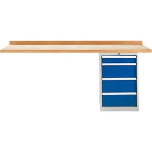 Modulare Werkbank Schäfer Shop Select, Anbaueinheit, Buche Multiplexplatte, bis 500 kg, B 2000 x T 700 x H 840 mm, Enzianblau ral 5010 Modulare Werkbank Schäfer Shop Select, Anbaueinheit, Buche Multiplexplatte, bis 500 kg, B 2000 x T 700 x H 840 mm, Enzianblau ral 5010
