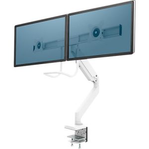 Monitorarm Fellowes® Eppa™, für 2 Displays bis 32′ & je bis 8 kg, höhenverstell-/dreh-/schwenk-/neigbar, Crossbar-Design, Kabelführung, Tischklemme, weiß Monitorarm Fellowes® Eppa™, für 2 Displays bis 32′ & je bis 8 kg, höhenverstell-/dreh-/schwenk-/neigbar, Crossbar-Design, Kabelführung, Tischklemme, weiß