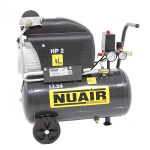 Nuair FC2/24 – Elektrischer Kompressor mit Wagen – Motor 2 PS – 24 Lt – Druckluft. Wartungsset für den Kompressor kostenlos.