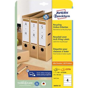 Ordner-Etiketten AVERY® Zweckform, für Druckertyp Inkjet/Laser, rechteckig, permanent, 120 St., B 61 x H 192 mm, breite Ordner, Papier, naturweiß Ordner-Etiketten AVERY® Zweckform, für Druckertyp Inkjet/Laser, rechteckig, permanent, 120 St., B 61 x H 192 mm, breite Ordner, Papier, naturweiß
