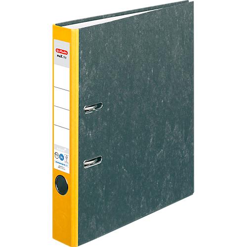 Ordner herlitz maX.file nature, DIN A4, Rückenschild geklebt, Hartpappe, Rückenbreite 50 mm, gelb, 1 Stück