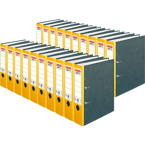Ordner herlitz maX.file nature, DIN A4, Rückenschild geklebt, Hartpappe, Rückenbreite 80 mm, gelb, 20 Stück