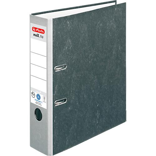 Ordner herlitz maX.file nature, DIN A4, Rückenschild geklebt, Hartpappe, Rückenbreite 80 mm, grau, 1 Stück