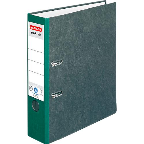 Ordner herlitz maX.file nature, DIN A4, Rückenschild geklebt, Hartpappe, Rückenbreite 80 mm, grün, 1 Stück