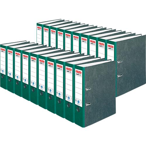 Ordner herlitz maX.file nature, DIN A4, Rückenschild geklebt, Hartpappe, Rückenbreite 80 mm, grün, 20 Stück