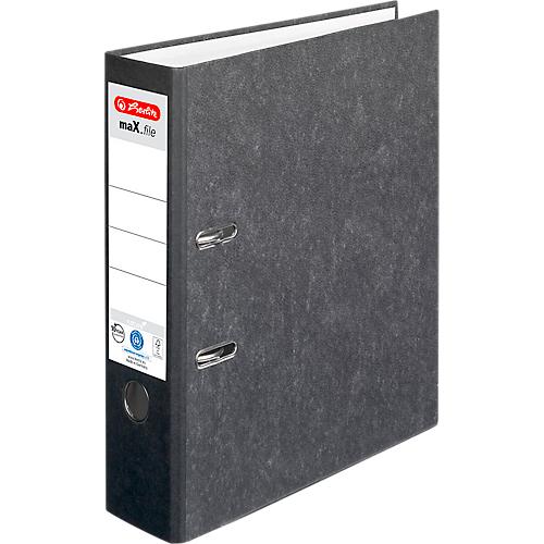 Ordner herlitz maX.file nature, DIN A4, Rückenschild geklebt, Hartpappe, Rückenbreite 80 mm, schwarz, 1 Stück
