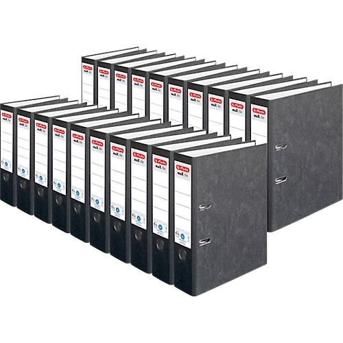 Ordner herlitz maX.file nature, DIN A4, Rückenschild geklebt, Hartpappe, Rückenbreite 80 mm, schwarz, 20 Stück