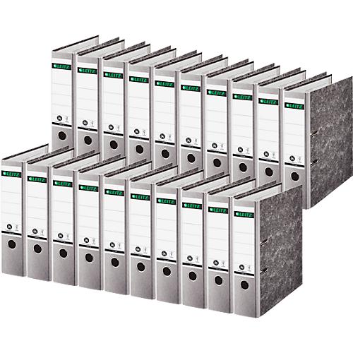 Ordner LEITZ® 1080, DIN A4, Rückenbreite 80 mm, Griffloch, geklebtes Rückenschild, Hartpappe, 20 Stück, grau