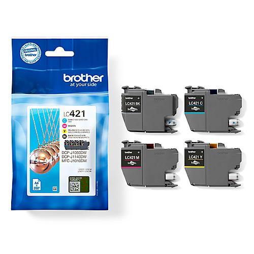 Original Brother Tintenpatronen LC-421 CMYK, Mixpack, schwarz, cyan, magenta, gelb