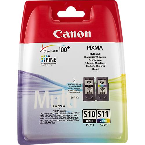 Original Canon Tintenpatronen PG-510/CL-511 CMYK, Mixpack, schwarz, Tri-Colour