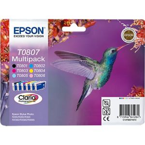 Original Epson Tintenpatronen T0807 CCMMYK, Mixpack, cyan, magenta, gelb, schwarz, lightcyan, lightmagenta Original Epson Tintenpatronen T0807 CCMMYK, Mixpack, cyan, magenta, gelb, schwarz, lightcyan, lightmagenta