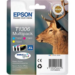 Original Epson Tintenpatronen T1306 CMY, Multipack, cyan, magenta, gelb Original Epson Tintenpatronen T1306 CMY, Multipack, cyan, magenta, gelb