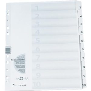 PAGNA Karton-Register, Zahlen 1-10, grau