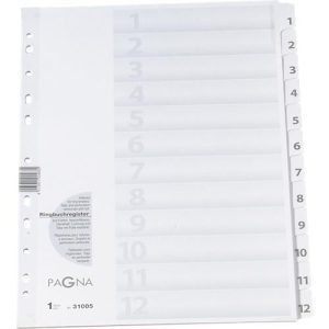 PAGNA Karton-Register, Zahlen 1-12, grau