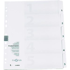 PAGNA Karton-Register, Zahlen 1-5, grau