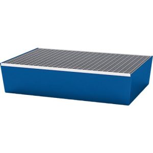 Paletten-Auffangwanne ASECOS, Stahl, mit Gitterrost, 200 l Auffangvolumen, B 815 x T 1235 x H 255 mm, lackiert Paletten-Auffangwanne ASECOS, Stahl, mit Gitterrost, 200 l Auffangvolumen, B 815 x T 1235 x H 255 mm, lackiert