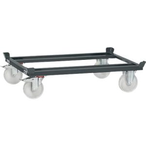 Paletten-Fahrgestell, Stahl, bis 1200 kg, anthrazitgrau, Vollgummi-Bereifung, mit Feststeller Paletten-Fahrgestell, Stahl, bis 1200 kg, anthrazitgrau, Vollgummi-Bereifung, mit Feststeller