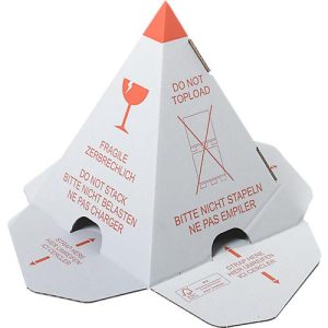 Palettenhütchen Grünmarie®, 3-D-Effekt, mehrsprachiger Warndruck, Selbstklebestreifen, 100 % recycelbar, FSC®-Wellpappe, weiß-rot, 25 Stück Palettenhütchen Grünmarie®, 3-D-Effekt, mehrsprachiger Warndruck, Selbstklebestreifen, 100 % recycelbar, FSC®-Wellpappe, weiß-rot, 25 Stück