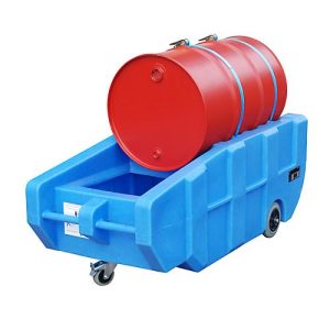 PE-Auffangwanne Bauer Typ WPT 230, fahrbar, für 200-Liter-Fässer, mit Haltegurt PE-Auffangwanne Bauer Typ WPT 230, fahrbar, für 200-Liter-Fässer, mit Haltegurt