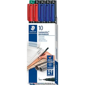 Permanentmarker Staedtler Lumocolor® 318, Strichstärke F, wisch- & wasserfest, schnell trocknend, nachfüllbar, mit Clip, farbsortiert, 10 Stück Permanentmarker Staedtler Lumocolor® 318, Strichstärke F, wisch- & wasserfest, schnell trocknend, nachfüllbar, mit Clip, farbsortiert, 10 Stück