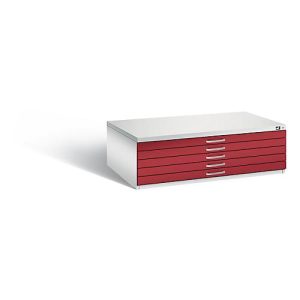 Planschrank aus Stahl, für Formate bis DIN A0, 5 Schubladen Planschrank aus Stahl, für Formate bis DIN A0, 5 Schubladen