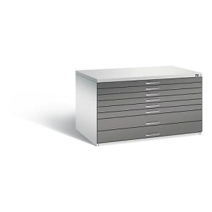 Planschrank aus Stahl, für Formate bis DIN A0, 8 Schubladen Planschrank aus Stahl, für Formate bis DIN A0, 8 Schubladen