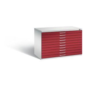 Planschrank aus Stahl, für Formate bis DIN A1, 10 Schubladen Planschrank aus Stahl, für Formate bis DIN A1, 10 Schubladen