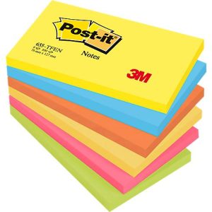 POST-IT Haftnotizen Notes 622-12SS-COS, 127 x 76 mm, wiederablösbar, cellophanfrei verpackt, farbsortiert, 6 x 100 Blatt POST-IT Haftnotizen Notes 622-12SS-COS, 127 x 76 mm, wiederablösbar, cellophanfrei verpackt, farbsortiert, 6 x 100 Blatt