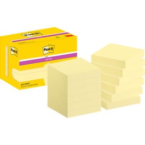 POST-IT Haftnotizen Super Sticky Notes 622-12SSCY, 51 x 51 mm, wiederablösbar, cellophanfrei verpackt, kanariengelb, 12 x 90 Blatt POST-IT Haftnotizen Super Sticky Notes 622-12SSCY, 51 x 51 mm, wiederablösbar, cellophanfrei verpackt, kanariengelb, 12 x 90 Blatt