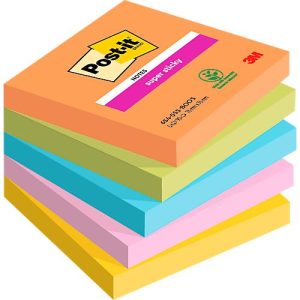 POST-IT Haftnotizen Super Sticky Notes Boost 654-5SS-BOOS, 76 x 76 mm, farbig, 5 x 90 Blatt POST-IT Haftnotizen Super Sticky Notes Boost 654-5SS-BOOS, 76 x 76 mm, farbig, 5 x 90 Blatt