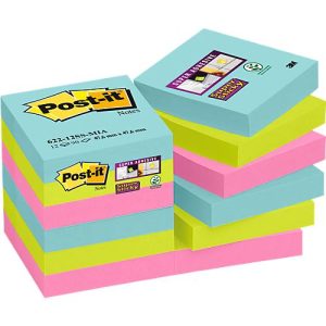 POST-IT Haftnotizen Super Sticky Notes Cosmic 622-12SS-COS, 48 x 48 mm, wiederablösbar, cellophanfrei verpackt, farbig, 12 x 90 Blatt POST-IT Haftnotizen Super Sticky Notes Cosmic 622-12SS-COS, 48 x 48 mm, wiederablösbar, cellophanfrei verpackt, farbig, 12 x 90 Blatt