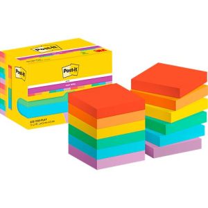 POST-IT Haftnotizen Super Sticky Notes Playful 622-12SS-PLAY, 51 x 51 mm, wiederablösbar, cellophanfrei verpackt, farbig, 12 x 90 Blatt POST-IT Haftnotizen Super Sticky Notes Playful 622-12SS-PLAY, 51 x 51 mm, wiederablösbar, cellophanfrei verpackt, farbig, 12 x 90 Blatt