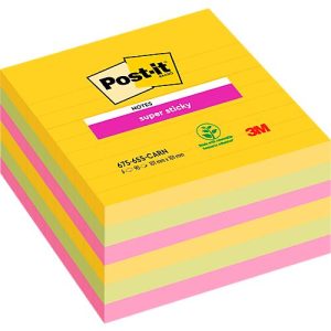 Post-it® Super Sticky Notes Carnival 675-6SS-CARN, 101 x 101 mm, farbig & liniert, 6 Blöcke á 90 Blatt Post-it® Super Sticky Notes Carnival 675-6SS-CARN, 101 x 101 mm, farbig & liniert, 6 Blöcke á 90 Blatt