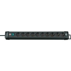 Premium-Line Steckdosenleisten, 10-fach, schwarz Premium-Line Steckdosenleisten, 10-fach, schwarz