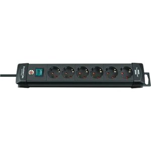 Premium-Line Steckdosenleisten, 6-fach, schwarz Premium-Line Steckdosenleisten, 6-fach, schwarz