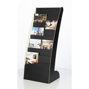 Prospektständer Paperflow COURBO, Kunststoff, DIN A3 plus, 8 Fächer, schwarz-weißes Design