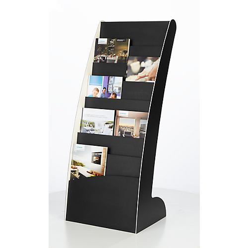 Prospektständer Paperflow COURBO, Kunststoff, DIN A3 plus, 8 Fächer, schwarz-weißes Design