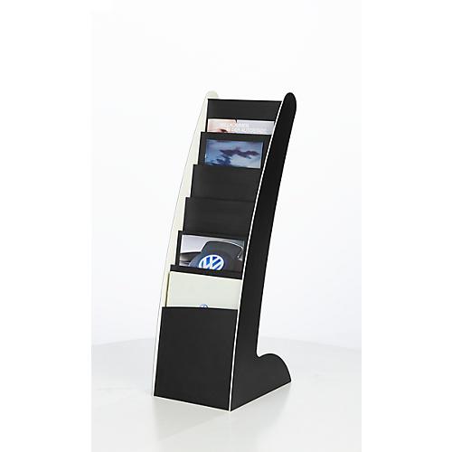 Prospektständer Paperflow COURBO Slim, Kunststoff, DIN A4, 6 Fächer, schwarz-weißes Design