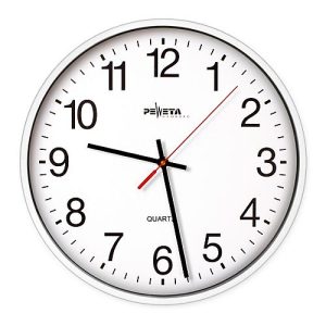 Quarz-Wanduhr, Ø 250 mm, weiß Quarz-Wanduhr, Ø 250 mm, weiß