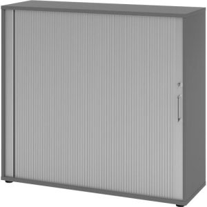 Querrollladenschrank Breno, 3 OH, abschließbar, stapelbar, B 1200 x T 400 x H 1100 mm, Spanplatte, graphit