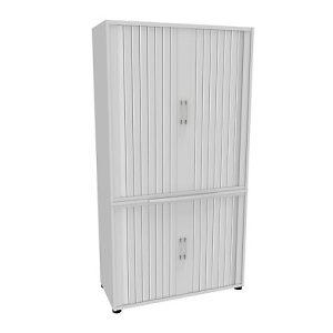 Querrollladenschrank, zweiteilig, B 1000 mm, 5 OH, weiß Querrollladenschrank, zweiteilig, B 1000 mm, 5 OH, weiß
