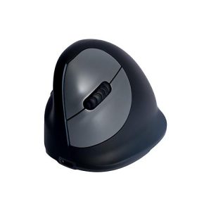 R-Go HE Mouse Ergonomische Maus, Mittel (165-195mm), linkshändig, drahtlose – vertikale Maus – 2.4 GHz – Schwarz, Silber
